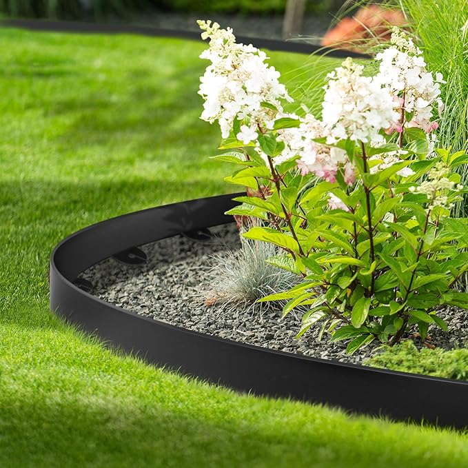 Landscape Edging, 2.0" x 80' Plastic Garden Edging with 100 Pcs Metal Spikes, Flexible Garden Border for Lawn, Landscaping, Flower Beds