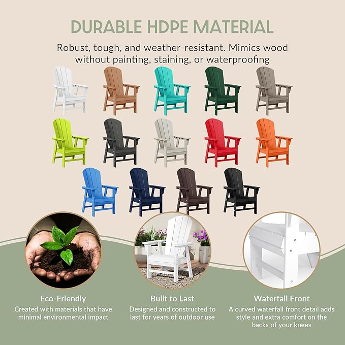 WestinTrends Malibu Malibu Outdoor Patio HDPE Plastic Adirondack Dining Chair White