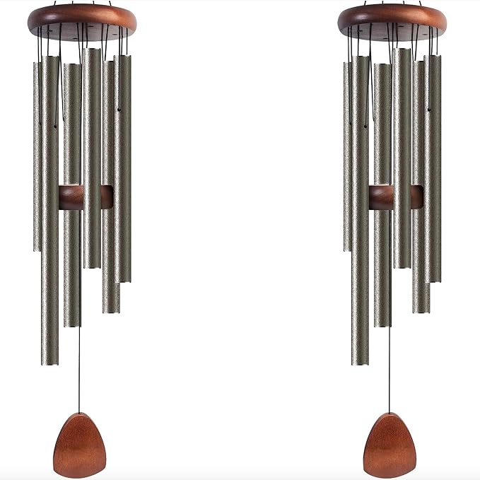 Bursvik Large Aluminium Wind Chimes 37" Inches to Create a Zen Atmosphere Suitable for Outdoor, Garden, Patio Decoration Wind Chimes with Wind Catcher Suitable as A Gift for Unisex(2 Pack Copper)