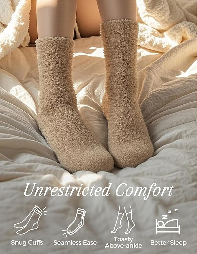 TEHOOK Warm & Cozy Valentines Gifts for Women, Fluffy Fuzzy Plush Sleeping Slipper Socks - Soft Warm Fabric
