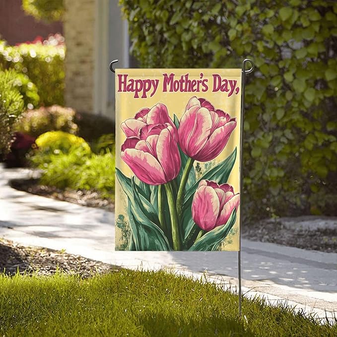 Mothers Day Garden Flag 12x18 Inch Double Sided All-Weather Polyester Outdoor Flag For Patio Lawn Yard And Garden Welcome Decor