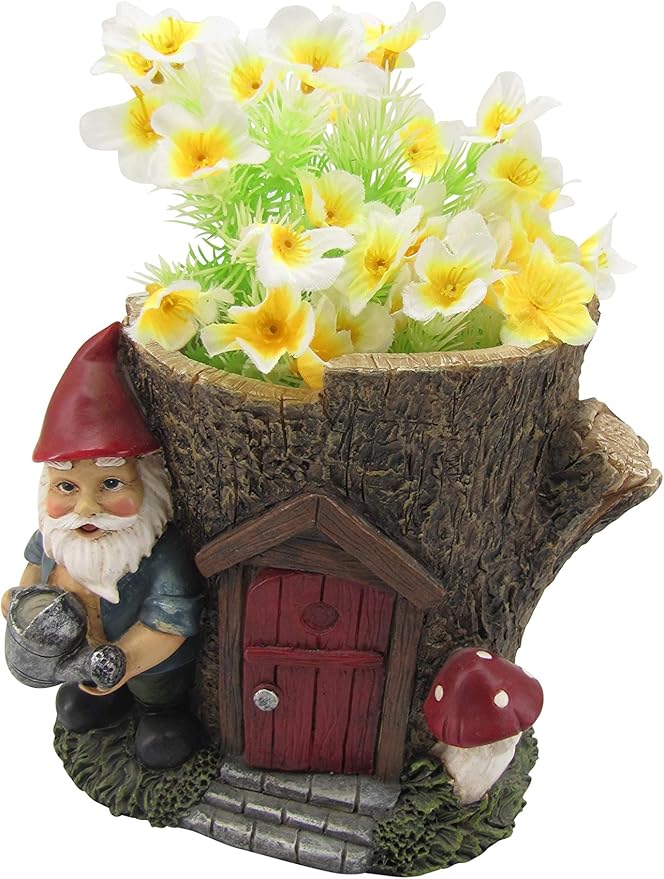 Comfy Hour Seed Soil and Yard Collection Resin Garden Gnome's House Flower Jar Dwarf Figurine, Planter