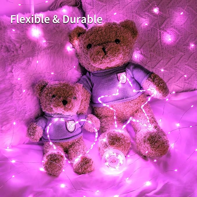 JMEXSUSS 2 Pack Pink Fairy Lights Battery Operated, Total 66ft 200 LED Twinkle String Lights with Remote, 8 Modes Valentine Lights for Bedroom Christmas Tree Anniversary Indoor Valentine's Day Decor