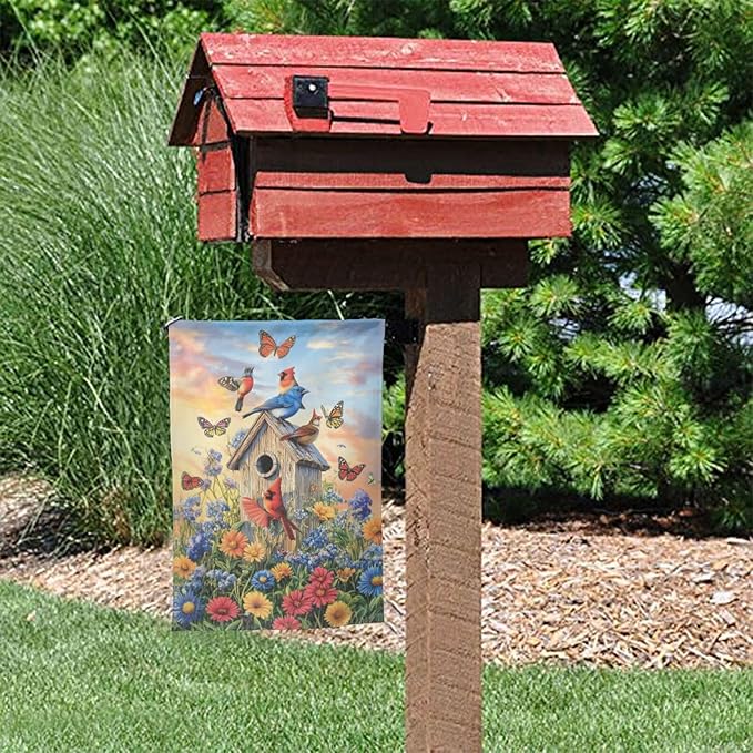 Bluebird Garden Flag 12x18 Inch Double Sided All-Weather Polyester Outdoor Flag For Patio Lawn Yard And Garden Welcome Decor