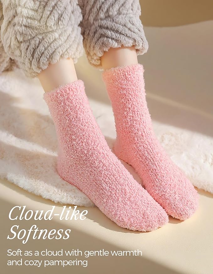 TEHOOK Warm & Cozy Valentines Gifts for Women, Fluffy Fuzzy Plush Sleeping Slipper Socks - Soft Warm Fabric