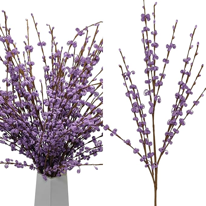 10 Pcs 30" Long Jasmine Artificial Flowers Fake Flowers Dry Branches Stem for Home Office DIY Floral Art Plant Wedding Table Centerpieces Party Vase Decoration (Macaron Purple)