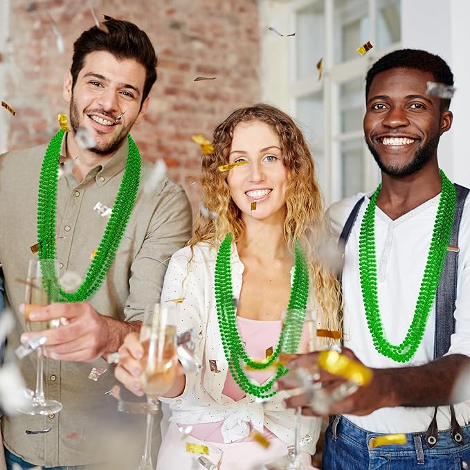 Mardi Gras Beads, 120 PCS Mardi Gras Accessories, 33 IN Green Bead Necklaces, St Patricks Day Parade Throws Bulk Party Beads Favors for Christmas Carnival Pirate Decorations