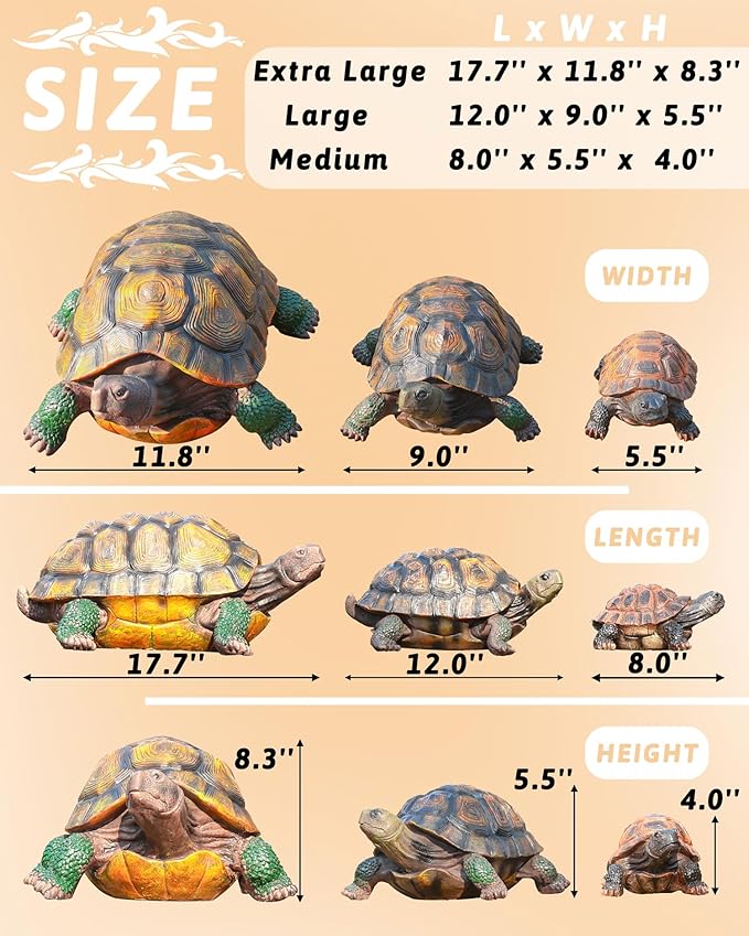 Sdeetesamjun Turtle Statue, Resin Garden Sculpture Indoor/Outdoor Yard Lawn Ornament,Home Decor (Medium)