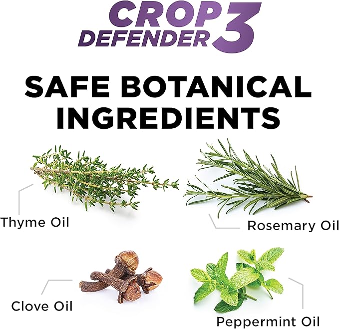 Grower's Ally Crop Defender 3 - Ready-to-Use Miticide, Insecticide, Fungicide Control for Plants - OMRI Listed Natural Garden Safe Spray for Powdery Mildew, Spider Mites, Russet Mite Killer - 24 Oz
