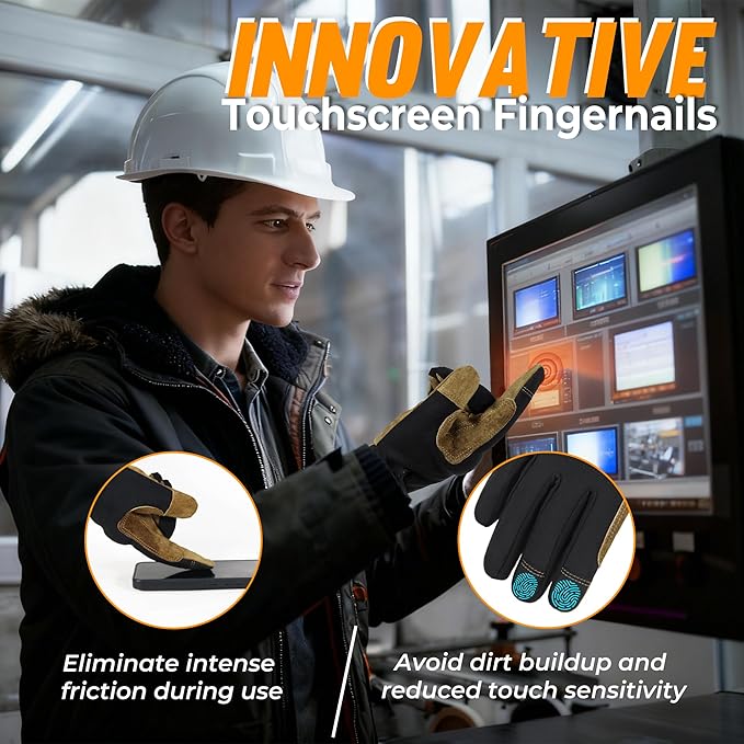 HANDLANDY Work Gloves for Men & Women, Utility Mechanic Working Gloves Touch Screen, Flexible Yard Work Gloves