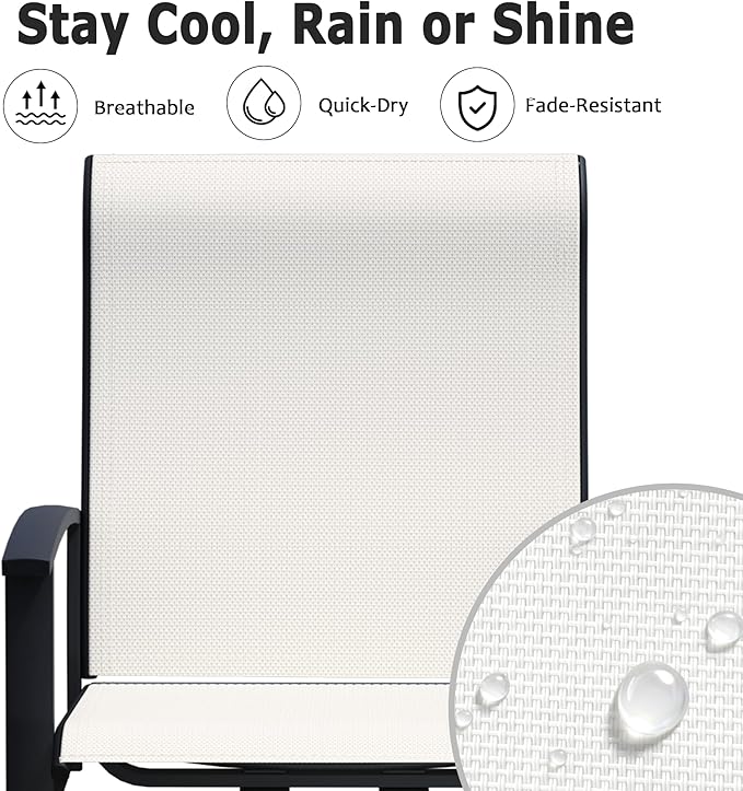 5 Pieces Outdoor Table and Chairs for 4, 42" Black Round Table with 4 Oyster Beige Swivel Chairs, Patio Set with Swivel Chair, Garden Tables for Outdoor, Patio Dining Set for Lawn Backyard Poolside