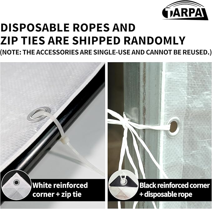 TARPAL 20'x30' Semi Clear White Tarp Waterproof Green House Cover with Grommets 7.5mil Clear Poly tarps for Gardening,Farm, Garden,Chicken Coops，Outdoor