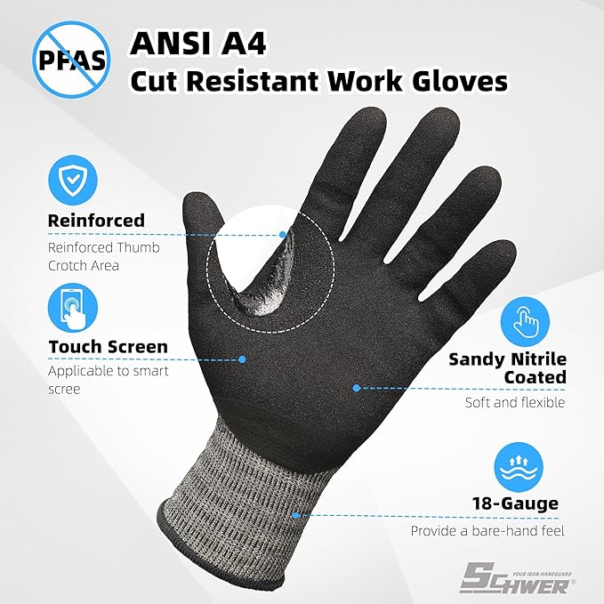 Schwer AIR-SKIN Cut Resistant Work Gloves AR5918 with Extreme Lightweight&Thin, Safety Cutting Gloves for Fishing, Refined Work, Garden, Touch-screen, Non-PFAS, 3D-Comfort Fit, Breathable, 2 Pair (L)