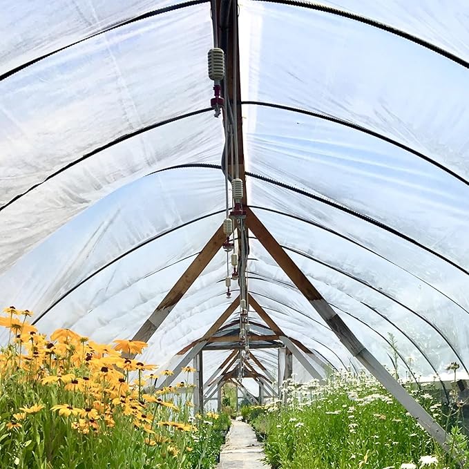 VEVOR Greenhouse Plastic Sheeting 10 x 25 ft, 6 Mil Thickness UV Resistant Clear Polyethylene Film, Hoop Green House Cover for Farms, Agriculture, Garden