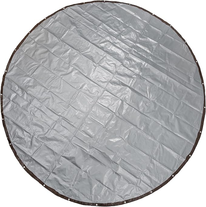GUARD SHIELD Round Tarp 10 Feet Waterproof Heavy Duty Circle Tarps for Under Pool Brown/Silver Multi Purpose Circular Outdoor Cover