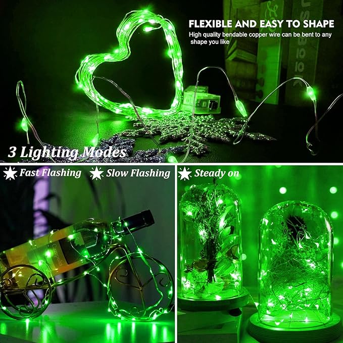 AIKEI 24 Pack LED Fairy Lights Battery Operated, String Lights Waterproof 7 Feet 20 Led Firefly Starry Lights for Wedding Party Bedroom Garden Christmas Decoration Green