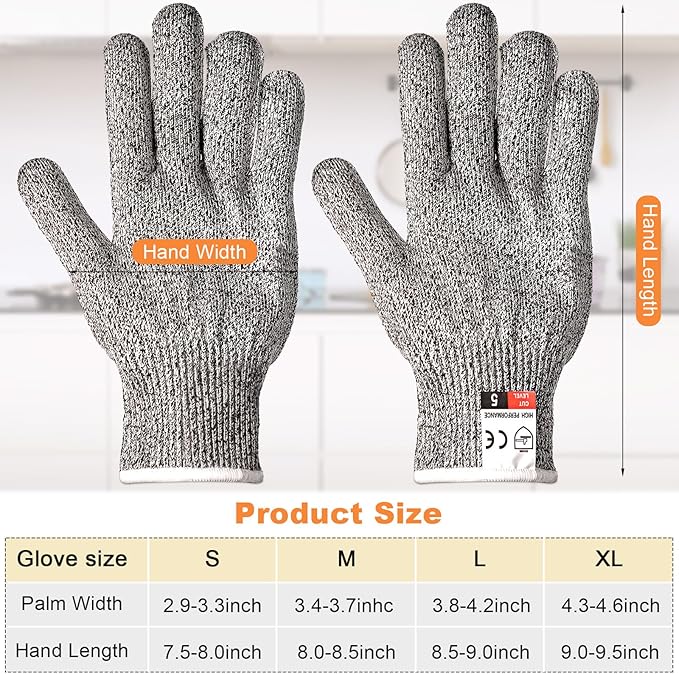 Xuhal 20 Pairs Cut Resistant Gloves Level 5 Protection Cutting Safety Kitchen Anti Cut Gloves for Kitchen (M)