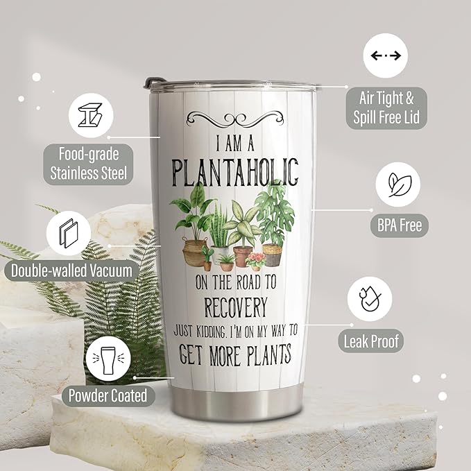 HOMISBES Gardening Gifts for Women, Funny Gardener Gifts Travel Mug, Plant Lady Tumblers 20oz