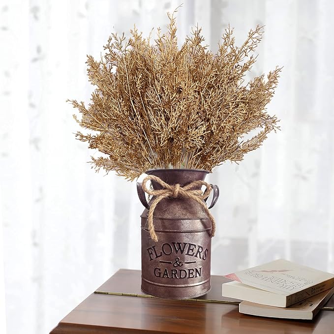 Gold Antlers Grass Artificial Plants Christmas Decoration, Faux Golden Twig Branches Plastic Fake Branch Plant for Xmas Party Home Garden Indoor Outdoor Wedding Table Centerpiece DIY Decor - 3 Pack