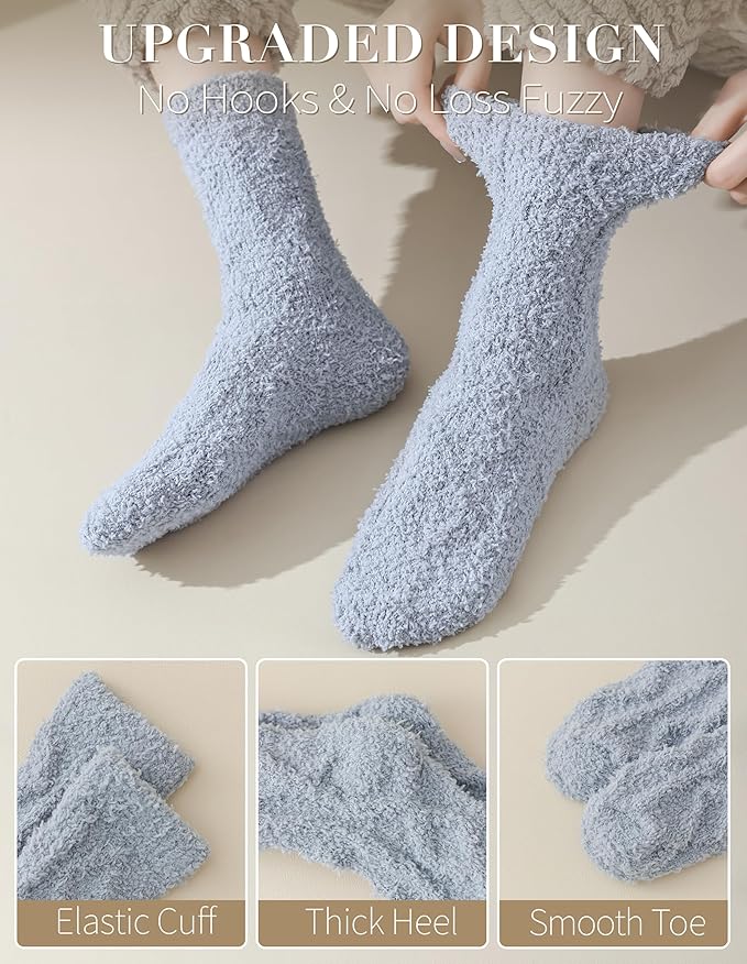 TEHOOK Warm & Cozy Valentines Gifts for Women, Fluffy Fuzzy Plush Sleeping Slipper Socks - Soft Warm Fabric