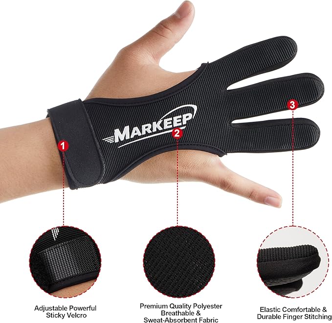 Archery Gloves 2 Pack Shooting Hunting Leather Guard 3-Finger Guard for Youth Adult Man Woman and Beginner Recurve Arrow Bow Archery Protective Gear Accessories