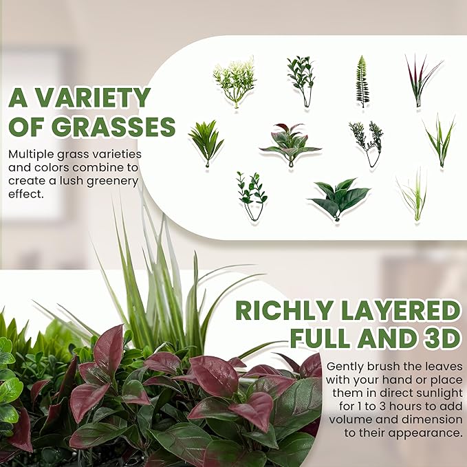 DOPGIB Artificial Grass Wall Boxwood Plant Panel: 20"x20"(6P) UV Resistant Green Leaves Faux for Interior Wall Backdrop,Garden and Indoor Outdoor Wall&Fence Covering Privacy，Party Wall Fence Decor