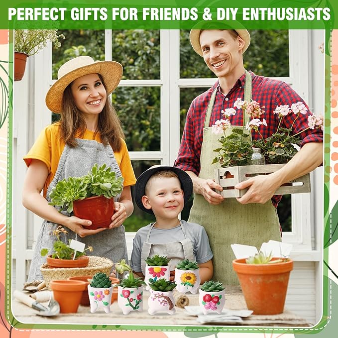 Leitee 18 Pcs Paint Your Own Ceramic Pot Bulk Fall Succulent Pots Ready to Paint Small Pot Mini Succulent Planters Pottery Painting for Spring Valentine Easter Craft(Romantic Flowers)