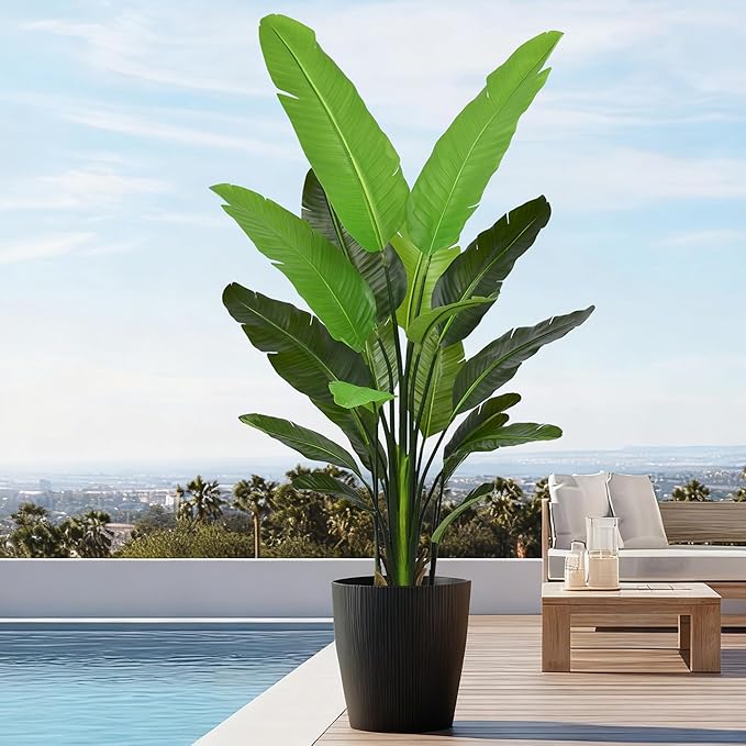 Bird of Paradise Plant Artificial 6FT - Tall Faux Plants Indoor with 13 Lifelike Leaves Trunks, 72" Large Fake Tropical Floor Plant for Home Office Living Room Bedroom Indoor Decor