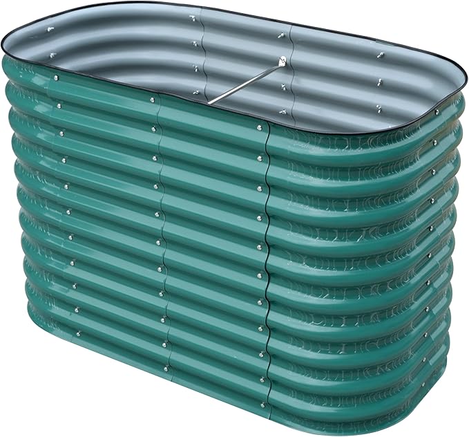 Raised Metal Garden Beds, Galvanized Steel, 47x24 inches, 2 Heights Available, Garden Green or Terra Cotta (Garden Green, 47.2" × 23.6" × 31.5")