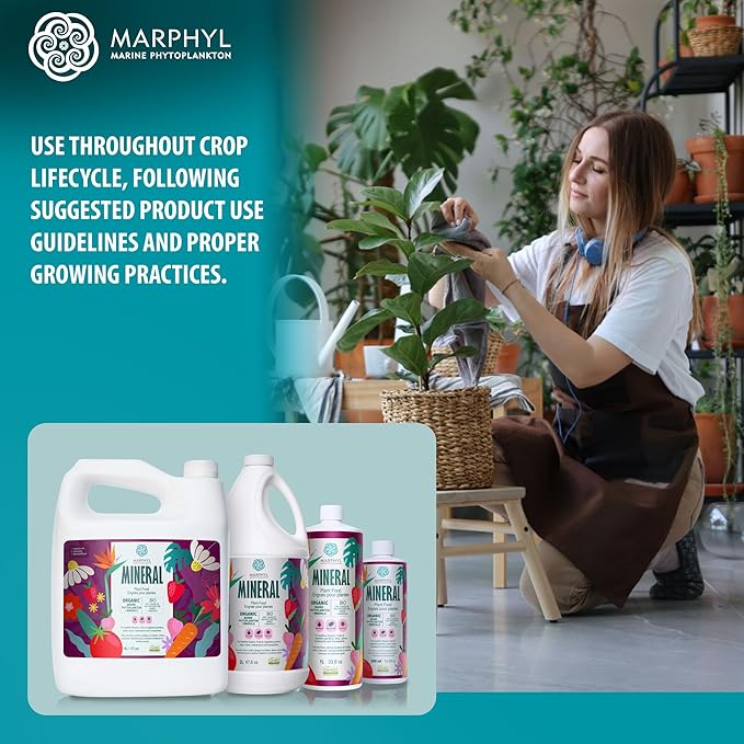 MARPHYL Organic Minerals Liquid Fertilizer, Rich Blend of Essential Minerals for Garden, Flowers, Vegetables, Succulents, Bamboo, Hydroponics 33.8 oz