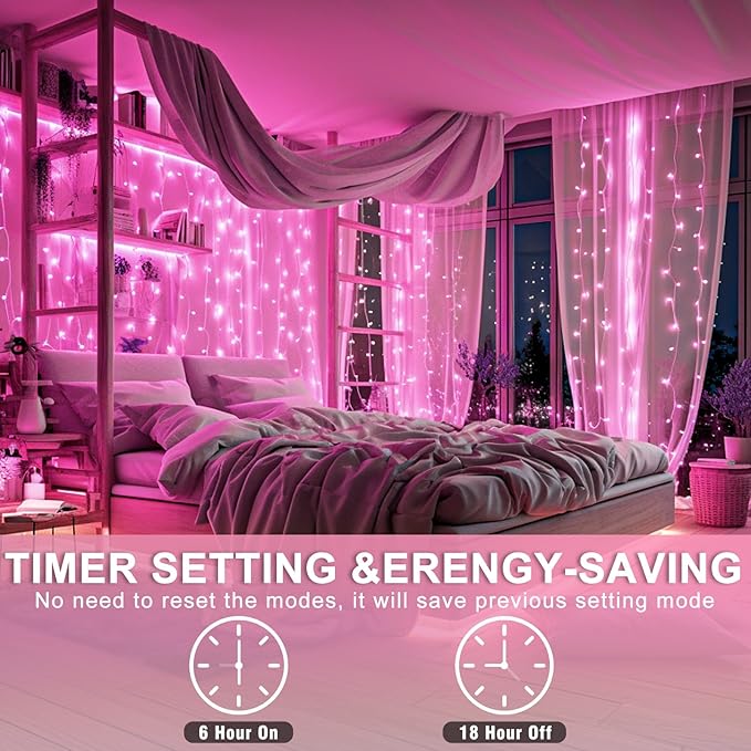 132 FT 400 LED Pink String Lights Indoor, Pink Valentines Day Lights with 8 Modes Clear Wire Waterproof, Plug in Fairy Lights for Bedroom Valentines Day Wedding Holiday Party Tree Decorations