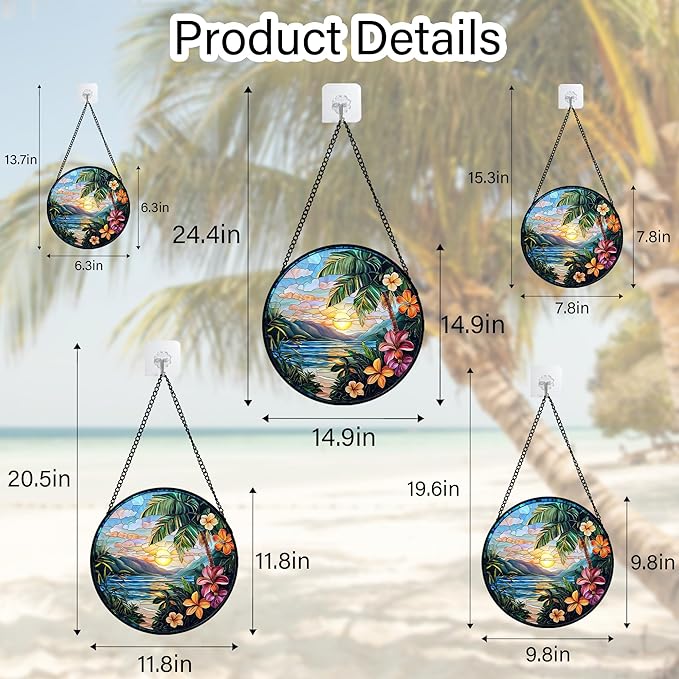 DASTOLL Stained Glass Window Hanging, Colorful Landscape Suncatcher for Doors Home Sun Catchers Decoration and Christmas, Mother's Day Birthday Gifts for Women, Men, and Mom 14.9x14.9 in