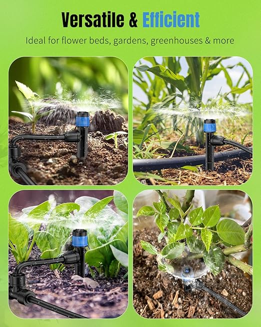 Pawfly 30 Pcs Drip Irrigation Emitters, Drip Emitters for 1/4" Drip Irrigation Tubing, Sprinkler Heads with Adjustable 360 Degree Water Flow, Garden Drippers for Plants Watering System