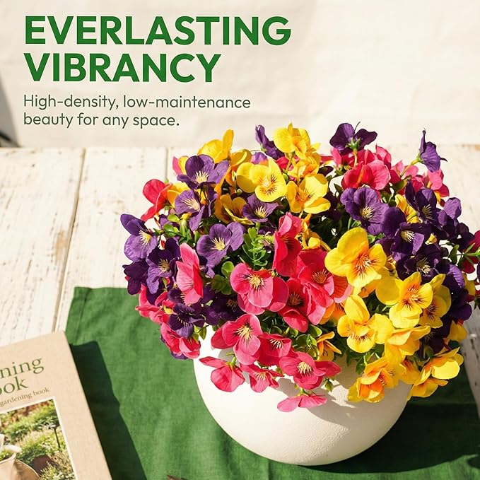 Artificial Flowers for Outdoor, Realistic Faux Plants for Outside Indoor Porch Patio Window Box Planter Home Decor (Colour Mixture)