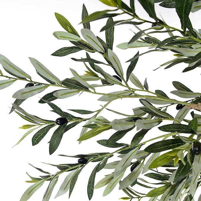 HAIHONG Olive Tree Artificial Plant 6FT,Artificial Olive Tree Mediterranean Silk Screened Broad-leaved Olive Tree with Realistic Fruit, Lifelike Plant Nordic Style Home Aesthetic Hotel Decor