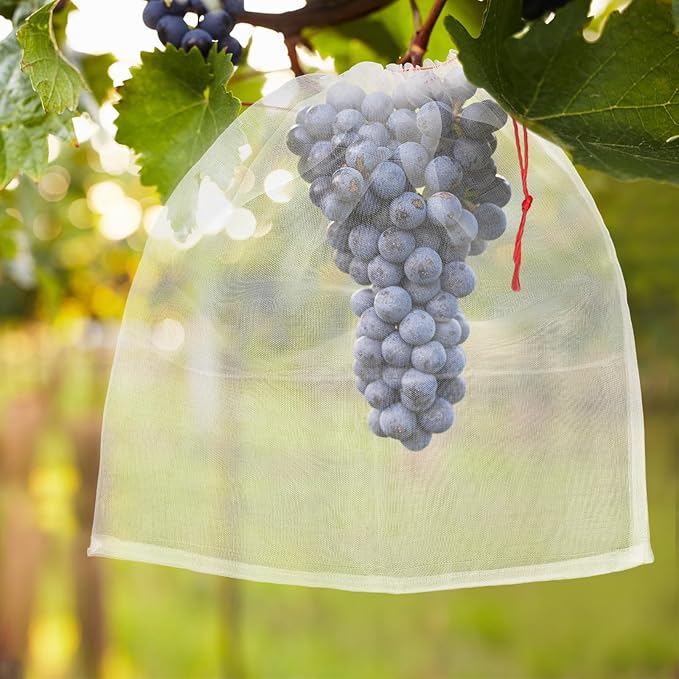 Fruit Covers Bags, 20PCS 20x20 Inch Sturdy Fruit Protection Bags with Drawstring, Netting Mesh Wrap Protect Vegetables, Tomatoes, Flowers