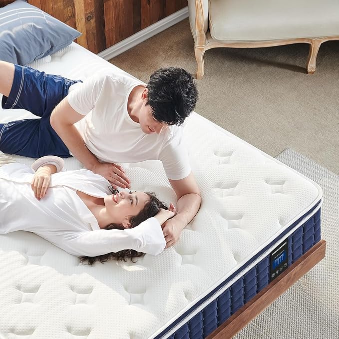 Coolvie King Size Mattress 14 Inch for Back Pain, Cooling Hybrid King Mattress in a Box, Certified Memory Foams & Fabric, Pressure Relief with Medium Firm Support, Pocket Spring for Motion Isolation