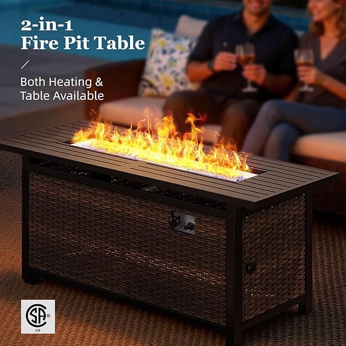 HERA'S HOUSE Wicker Patio Furniture Set, High Back Swivel Chairs with 5.5-Inch Thick Cushions, 6-Piece Outdoor Deep Seating Conversation Sets with Fire Pit Table & Ottomans for Deck Yard Garden, Blue