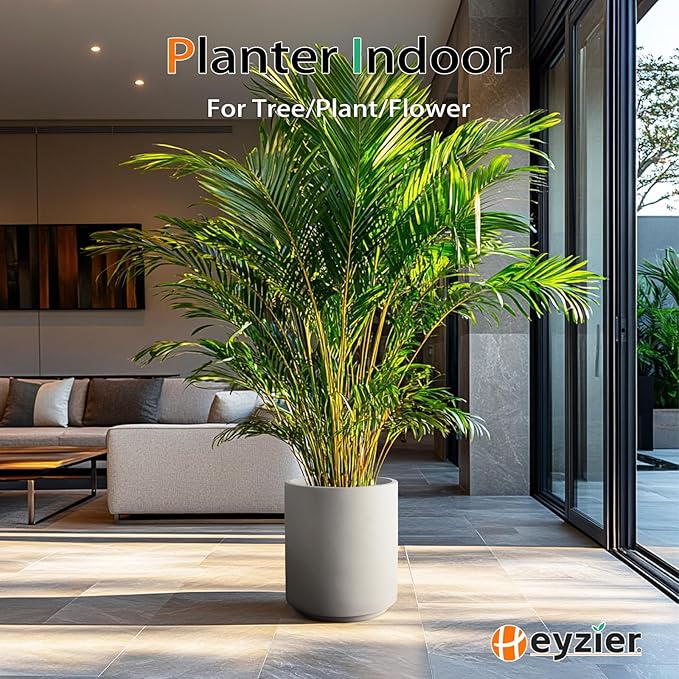 Heyzier Round Concrete Planter Outdoor Indoor, Large Cement Plant Pots for Flowers (Gay, 12 inch)
