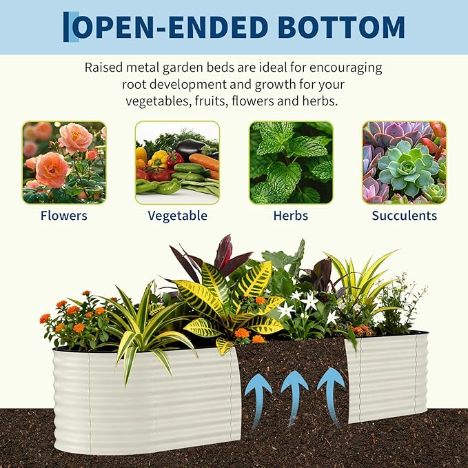 2 Pack Galvanized Raised Garden Beds - 8x2x2ft Planter Box for Vegetables, Flowers, Rust-Resistant Garden Box, Easy Assembly Raised Beds, Durable Planters for Outdoor Plants, Beige