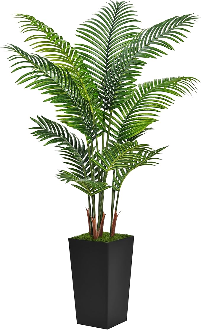 ASTIDY Artificial Palm Tree 5FT - Fake Tree with Black Tall Planter - Faux Tropical Areca Floor Plant in Pot - Artificial Silk Plant for Home Office Living Room Decor Indoor