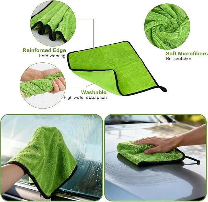 7PCS Windshield Cleaner Tool, Car Windshield Cleaner Tool+Side Mirror Squeegee +3 Microfiber Pads+100ml Spray Bottle+1 Detailing Brush,12-19inches Extendable Handle,180° Rotation