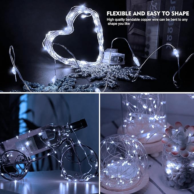 AIKEI 48 Pack LED Fairy Lights Battery Operated, Fairy String Lights Waterproof 7 Feet 20 Led Firefly Starry Lamps for Wedding Party Bedroom Garden Halloween Christmas Decoration White