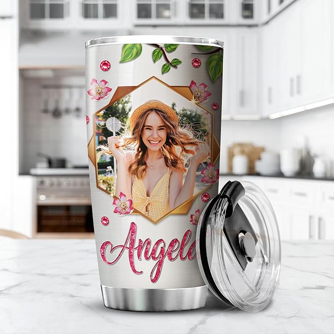 Personalized Photo Coffee Tumbler Hummingbird Custom Name Birthday Gifts For Women Friend Travel Mug With Lid Insulated Cup Cold Steel Tumblers Inspirational Quotes Jewelry Styles