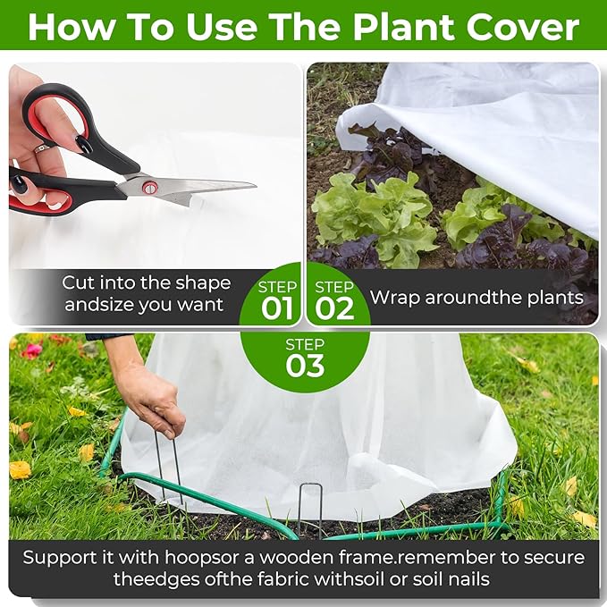 Plant Covers Freeze Protection, Cookmaster 10x33FT Frost Cloth Plant Freeze Protection, Garden Floating Row Covers for Raised Beds/Vegetables Insect/Winter Frost (White)