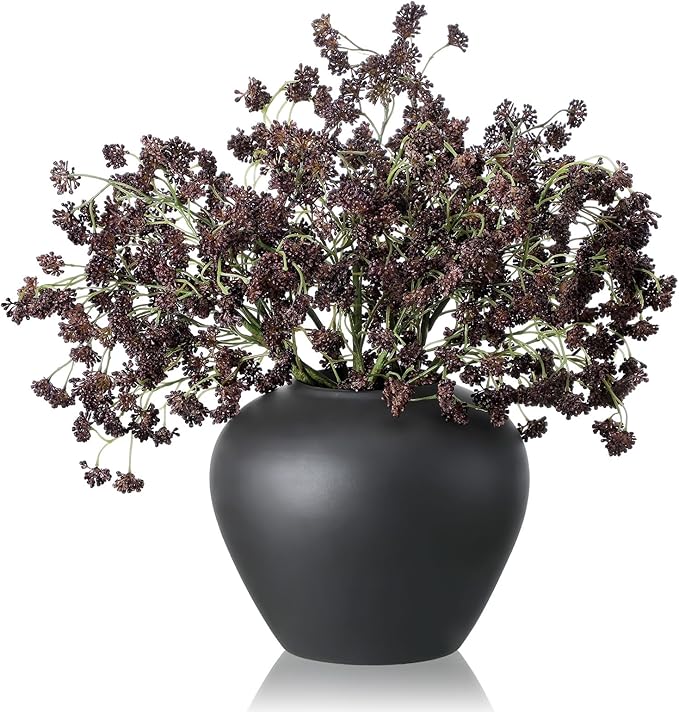 6 Pcs Plum Faux Berry Stems Artificial Dusty Sedum Berry Stems Picks Branches Faux Spray for DIY Holiday Farmhouse Home Mantel Harvest Decorations (16 Inch)