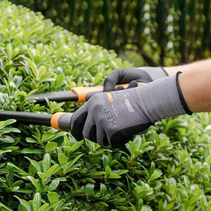 Kebada W2 Work Gloves for Men and Women, Nitrile Coated Working Gloves for Gardening, Construction, Warehouse, Safety Gloves for Work in Yard and Outdoors, 6 Pairs, XL