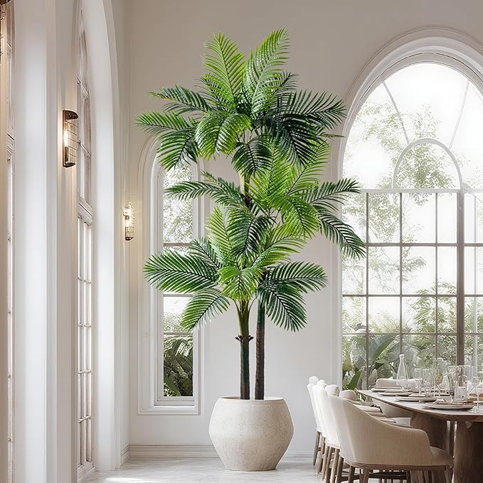 Erimda 9.1FT Artificial Phoenix Palm Tree Artificial Plants Indoor Outdoor Large Faux Coconut Silk Palm Tree Tropical Fake Tree Faux Sago Palm Plant for Modern Farmhouse Yard Outside Patio Poolside