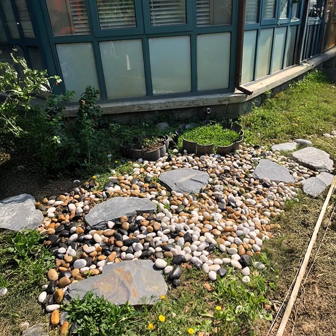 FAHAXIKI 40 lbs River Rocks Pebbles 1-2 Inch Polished Decorative Stones Natural Pebbles for Plants,Aquarium Gravel,Vase Fillers,Zen Garden & Succulent Bowl - Smooth Indoor/Outdoor Landscaping Stones