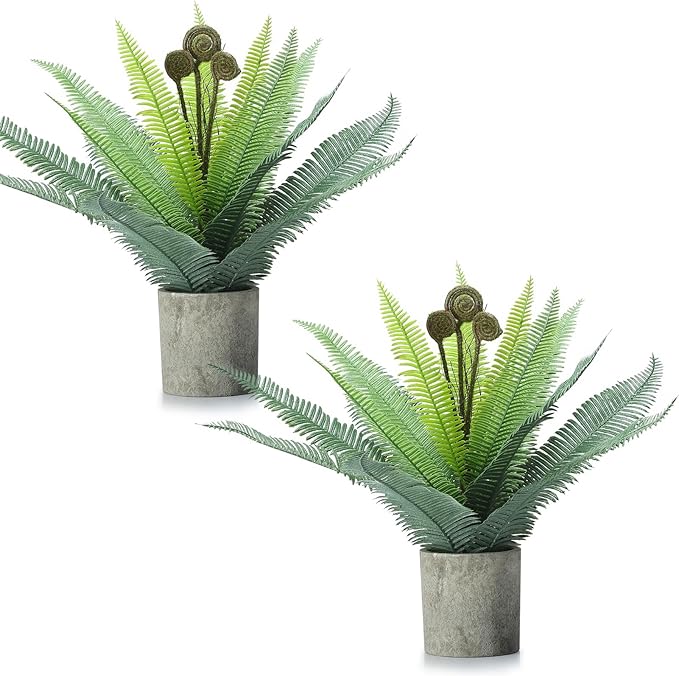FAVOWREATH 2 Pack Small Fake Plants Potted Artificial Plants Indoor for Home Decor Office Room Farmhouse Indoor Table Bathroom Decor